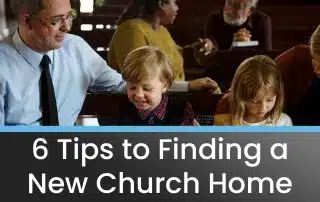 A family getting ready for worship service in their new church home.