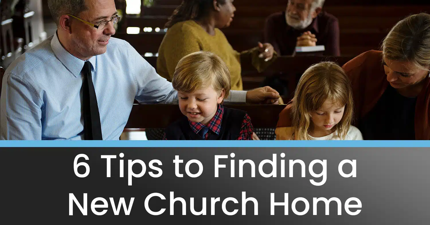 A family getting ready for worship service in their new church home.