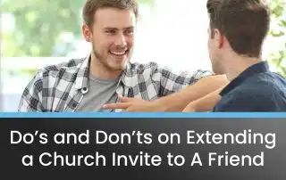 A guy extending a church invite to a friend.