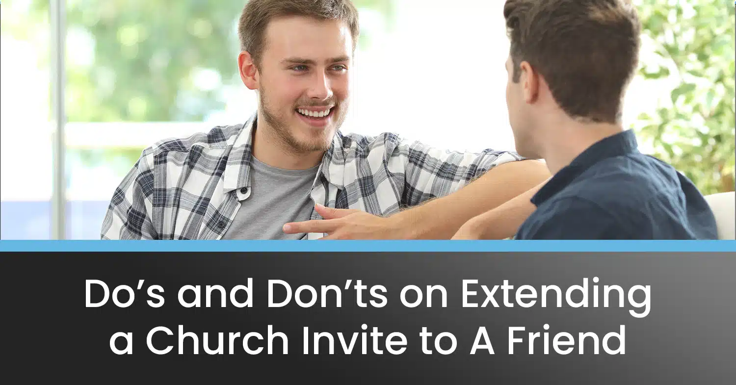 A guy extending a church invite to a friend.